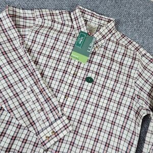 LL Bean Traditional Fit Wrinkle Free Cotton Plaid Button Down Shirt Mens Large